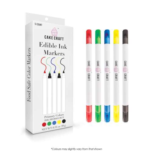 Primary Colours Edible Marker Pens - 5 pack - Click Image to Close